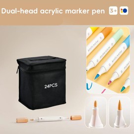 60/80/120/168/262Colors Alcohol Markers, Dual Tip Alcohol Marker Set for Cartooning and Sketching - Vibrant Colors, Plastic Body, Ideal for Art Drawing and School Supplies, Perfect Easter Gift for Artists, Adults and Children!:_24pcs