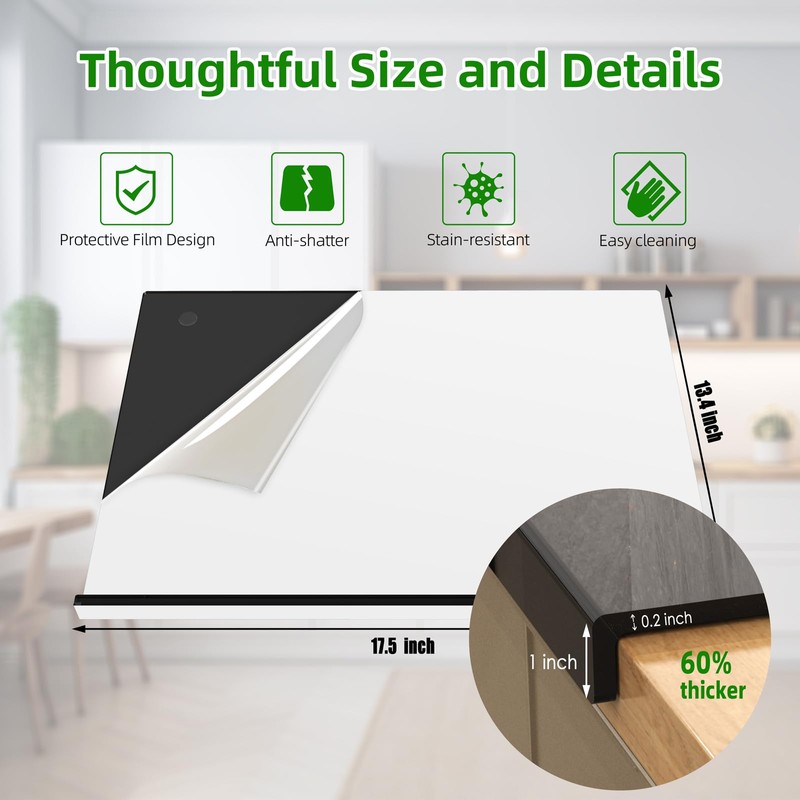 Acrylic Cutting Board with Counter Lip | 60% Thicker &