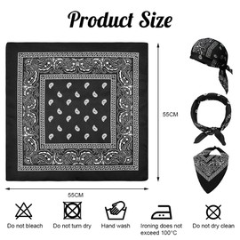 Aomig Paisley Bandana, 12 Pcs Pirate Head Scarf, Cowboy Headbands Handkerchief, Multi-purpose Hair Scarf Paisley Headwraps for Men & Women, Neckwear Bib Party Face Covering Headwear for Motorcycling