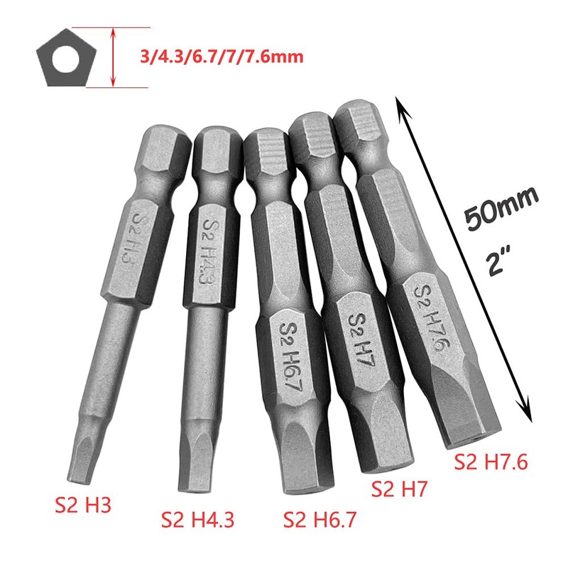 Saipor 10 Pieces Magnetic Pentagon Screwdriver Bits Set 1/4 Inch