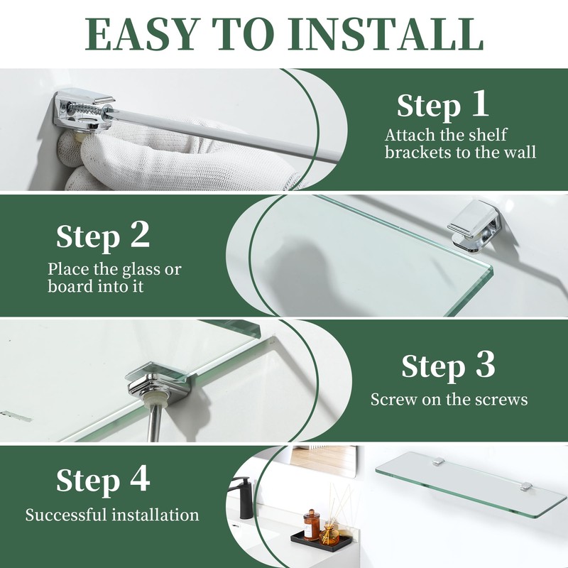 Alise Glass Shelf Brackets,Adjustable Clamp Brackets for Shelves,Wall Mount Clamps