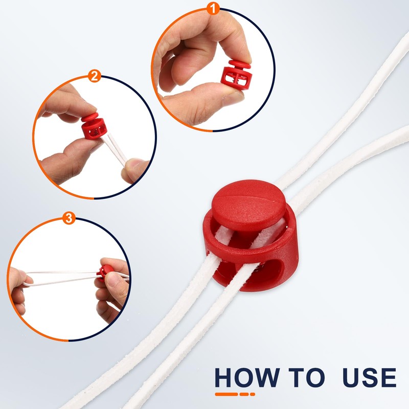 sourcing map 10pcs Plastic Cord Locks Double Hole Spring Toggle
