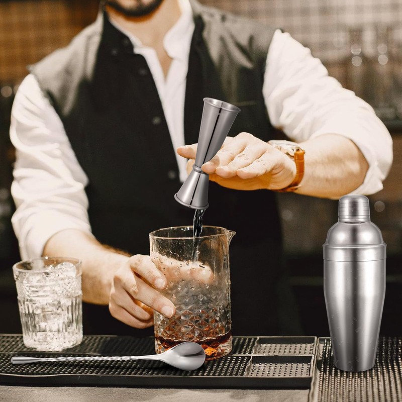 BARsics 24oz Stainless Steel Bar Cocktail Shaker, 1oz/2oz Jigger and