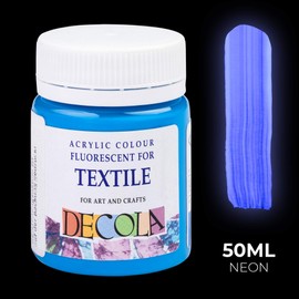 Decola Nevskaya Palitra Fluorescent Textile Dye, Blue, 50 ml Acrylic Neon Colour with Glow Effect Under Black Light (UV Light), Quality