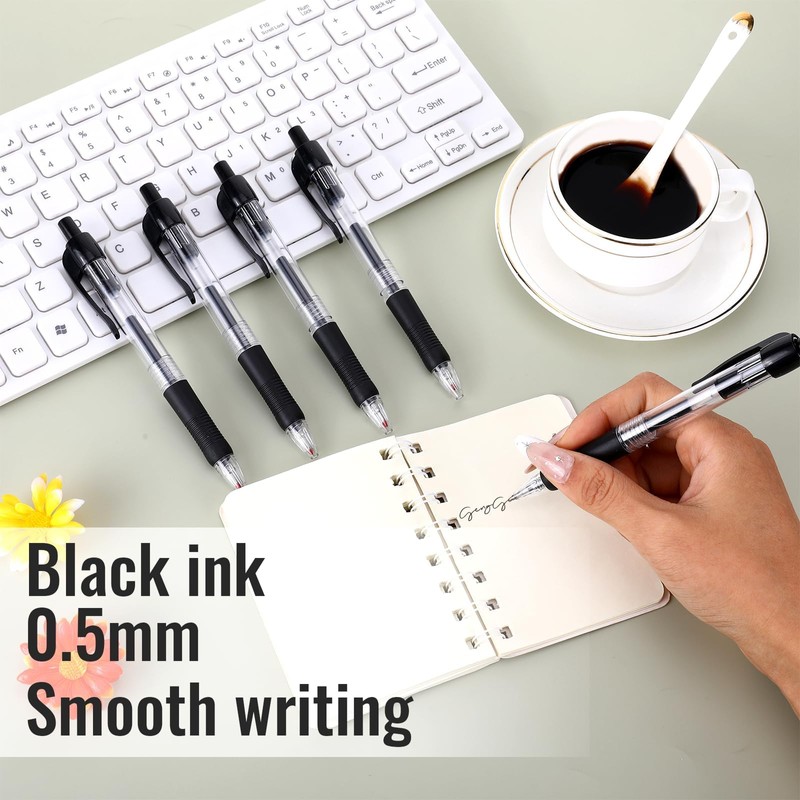 Hauojaus 24 Pack Mini Ballpoint Pens Small Pens Bulk Black