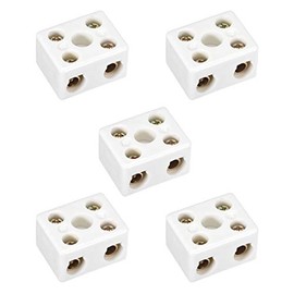 uxcell 2 Way Ceramics Terminal Blocks High Temp Porcelain Ceramic Connectors for Electrical Wire Cable 5pcs