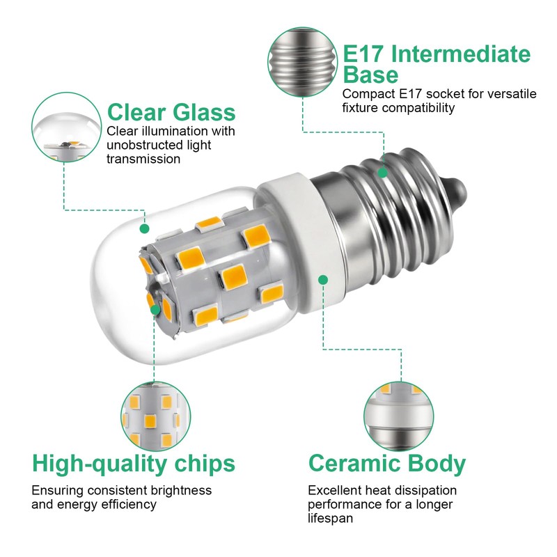KEIVO LED Microwave Light Bulbs Under Hood, 3W 380LM, E17