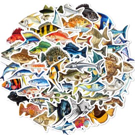 50 Pcs Realistic Marine Fish Stickers for Skateboard,Luggage,Guitar,Water Bottles,Phone,Marine Animal Cute Style Stickers Waterproof Vinyl,Graffiti Decorate for Teens Girls Children Motivate Gift