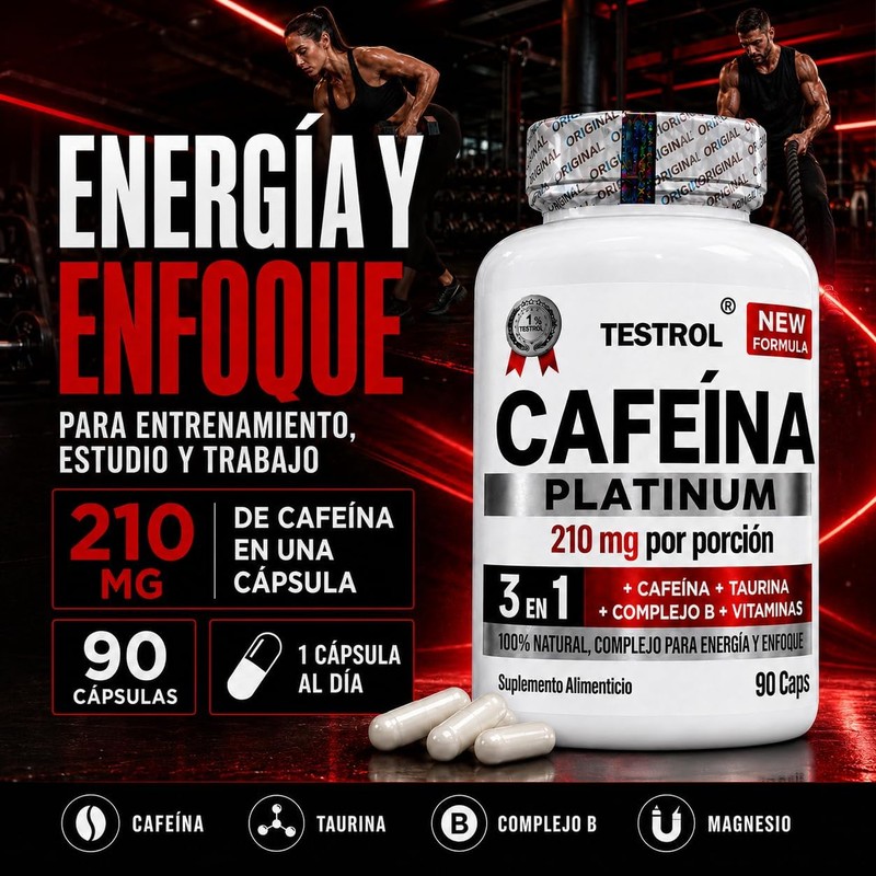 Cafeína Platinum 210mg Fórmula con Taurina, Magnesio y Complejo B