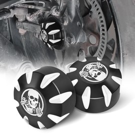 BAKAFOH CNC Aluminum Front Wheel Axle Nut Covers Caps For Can Am Spyder F3 RT ST RS GS 2008-2024 Axle Blocks Accessories(Black w/Gothic Skull Pattern)