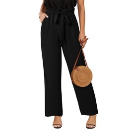 SySea Womens Wide Leg Palazzo Pants High Waisted Casual Cropped Paperbag Flowy Trousers with Belted