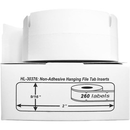 HOUSELABELS Compatible DYMO 30376 File Folder Labels (9/16" x 2"), Non-Adhesive, Compatible with DYMO LW 450, 4XL, Rollo & Zebra Desktop Printers, 16 Rolls /4160 Labels