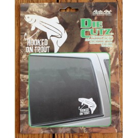 Trout Hooked On White Window Decal Sticker Die Cut Fishing Sports Fish Redneck