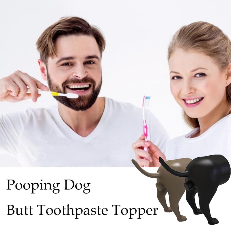 ZSRVAJ 2 Pcs Pooping Dog Butt Toothpaste Topper, Dog Poop