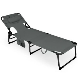 GoPlus Outdoor Folding Reclining Beach Sun Patio Chaise Lounge Chair Pool Lawn Lounger