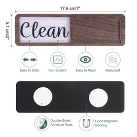 uxcell Dishwasher Magnet Clean Dirty Sign Rectangle Magnetic Dishwasher Indicator Wood Grain Non-Scratch with Stickers for Dishwasher Kitchen Hotel, Dark Brown