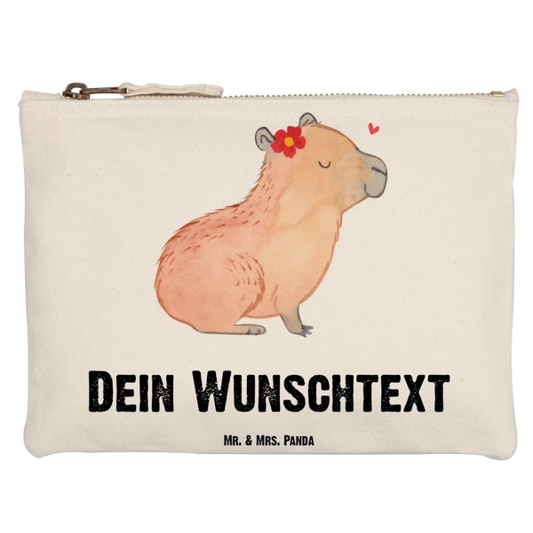 Mr. & Mrs. Panda Capybara Flower Make-Up Bag, White Personalised,