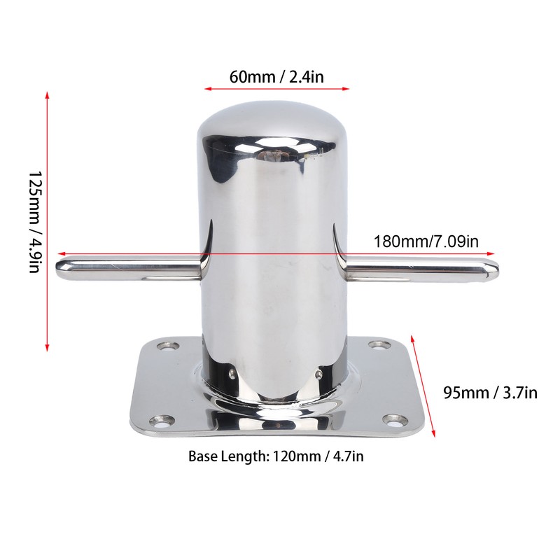 316 Stainless Steel Single Mooring Bitt Heavy Duty Cross Bollard