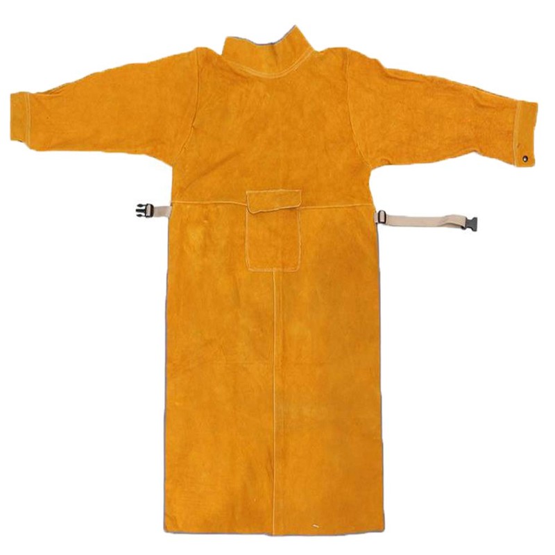 Jewboer Leather Welding Apron with Sleeve,Heavy Duty Welding Jacket,Heat Flame