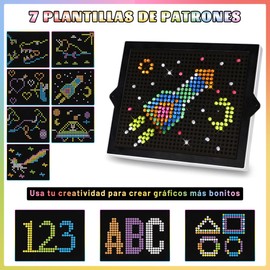 276pcs 3D Juguete Educativo de Ilustración de Cuentas de Lámpara DIY Pintura de Tablero de Luz, Pensamiento Lógico, Regalo de Juguete de Aprendizaje de Cumpleaños para Niños