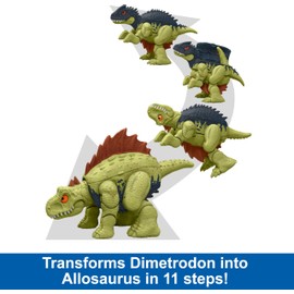 Jurassic World Dinosaurio de Juguete Doble Peligro Allosaurus a Dimetrodon para niños de 6 años en adelante