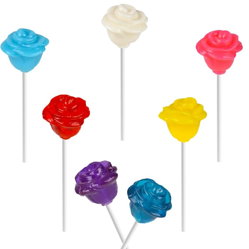 Fruidles Charming Roses Lollipops, Large Lollipop Sucker, Mixed Fruit Flavor,