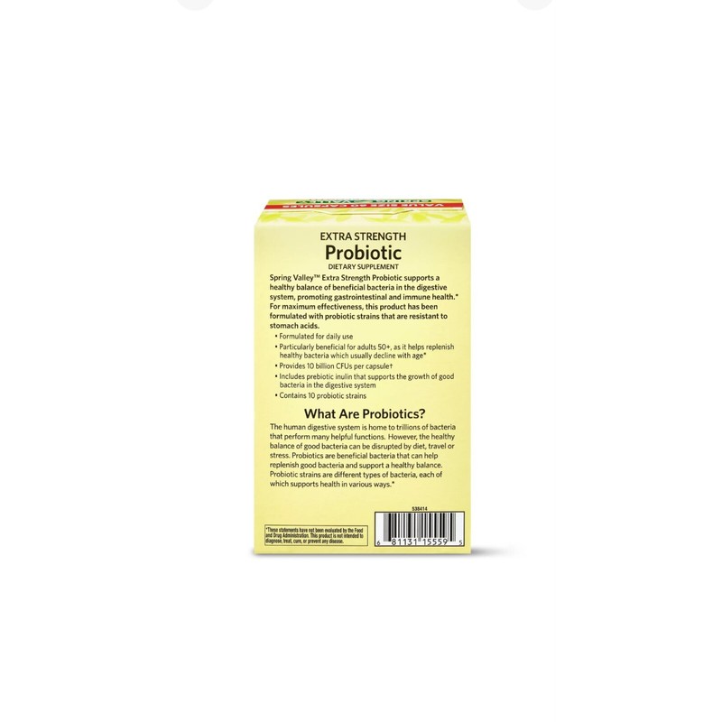 Spring Valley Extra Strength Probiotic Digsetive Capsules, 10 Billion CFU,