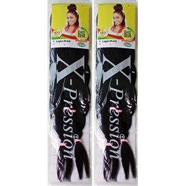 X-Pression Pre-Stretched LAGOS Ultra Braid Hair Extension No Prep Needed - Ready To Install (PACK OF 2) Colour 2 Dark Brown
