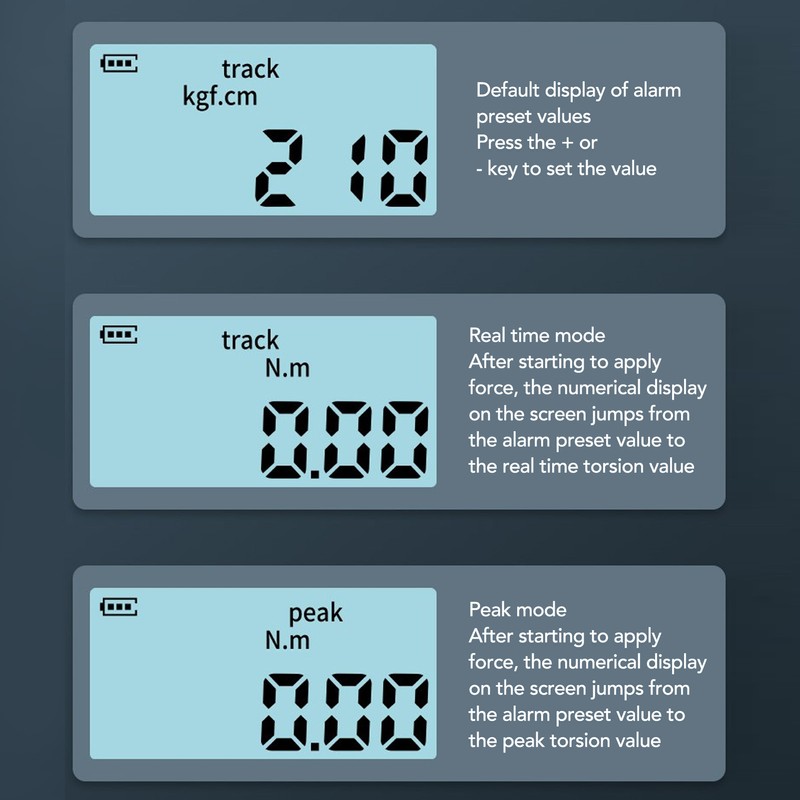 Digital Torsion Meter 4 to 135N.m 3/8in Connector Clear Backlit