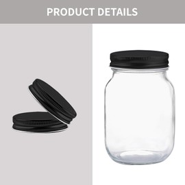 novelinks Plastic Jars with Lids 16oz, Clear 16 oz Mason Jars with Lids, Airtight & Leak-Proof Reusable Storage Jars for Kitchen and Home Use (Black,12 Pack)