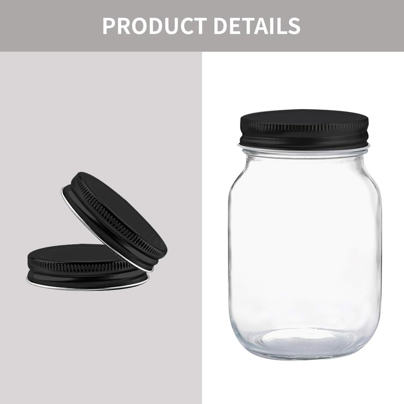 novelinks Plastic Jars with Lids 16oz, Clear 16 oz Mason