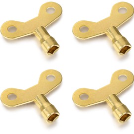 Hotop 4 pieces radiator key solid brass radiator bleed key bleed air valve key watch type plumber valve key for radiators and taps