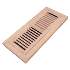 Razo Red Oak Wood Flush Mount Floor Register Vent Cover, 6x12 Inch (Duct Opening), 3/4 Inch Thickness, with Damper, Unfinished