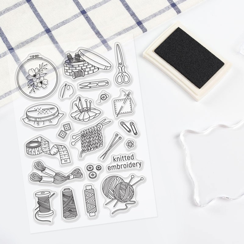 PH PandaHall Clear Stamp Rubber Stamp Embroidery Sewing Technique Art