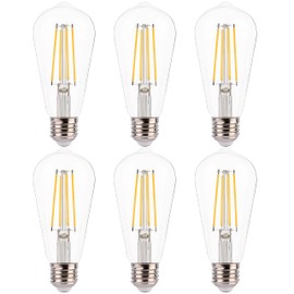 FLSNT 7W LED Edison Bulbs, 60W Equivalent, 90+ High CRI, 2700K Soft White, ST19 Vintage LED Light Bulbs, 800LM, E26 Base, Dimmable, 6 Pack