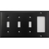 Black 4 Gang Wall Plate - 3 Toggle Switches 1