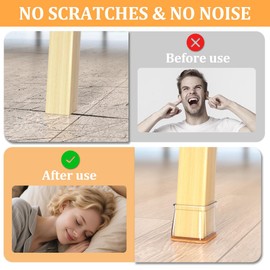 Chair Leg Floor Protectors Square, Silicone Chair Leg Protectors for Hardwood Floors, Furniture Leg Pads Caps Covers Protect Wooden Floors from Scratching 20 Pcs Large (Fit:1-1/16" to 1-5/8")