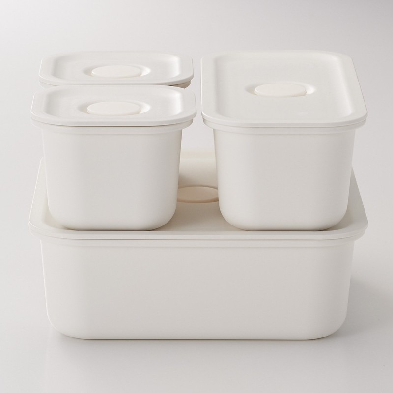 MUJI MDC12A8S Polypropylene Storage Container Lunch Box with Valve, White,