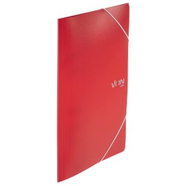 VON Leitz 30070025 A4 Folder with Elastic Band, Polypropylene Plastic, for 150 Sheets, 3 Flaps, Folder with Elastic Band, with Modern Von Print, Lightweight Folder for School and Home, Pack of 5, Red