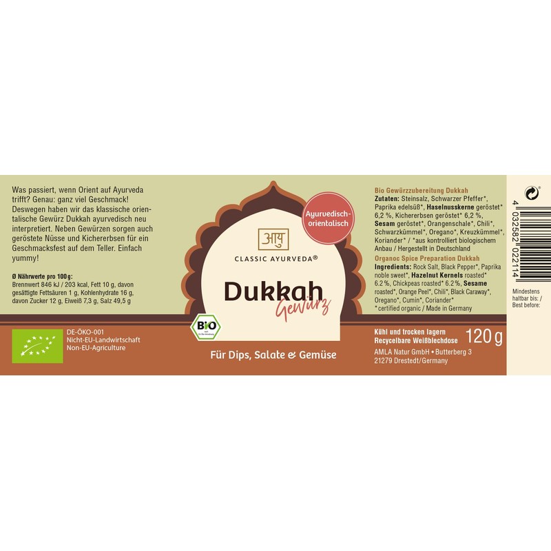 Classic Ayurveda - Organic Dukkah Spice - 120 g -