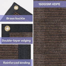 ZGR 4' x 50' Privacy Fence Screen Heavy Duty Windscreen Cover Shade Net Cloth Fencing Fabric Mesh Tarp with Brass Grommets and Cable Zip Ties, 160 GSM 90% UV Blockage, Brown