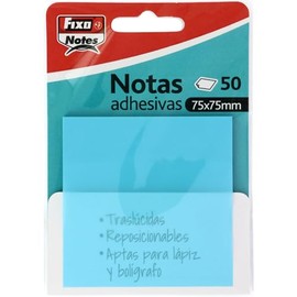 Fixo Notes | Transparent Sticky Notes | 50 Notes 75 x 75 mm | Plastic | Pastel Blue | Reusable and Waterproof | for Aesthetic Stationery Lovers | Ideal as School Supplies
