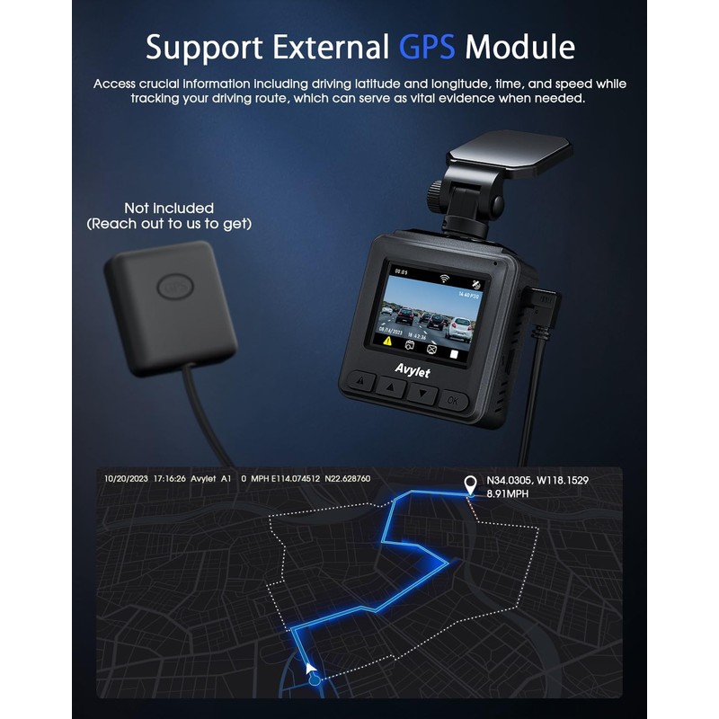 Dash Cam WiFi 2K, Car Camera with APP, Front Dash