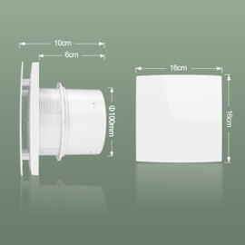 Exhaust Fan Wall Mounted Bathroom 4 Inch with Remote Control Low Noise EC Motor, Easy Glass/Wall Installation, Variable Speed,Suitable for Ventilation in Rooms, Homes, Garages, and Attics