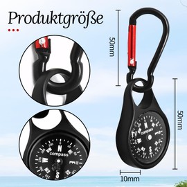 Compass with Carabiner Hook, Pocket Compass Key Holder with Compass Carabiner Keyring Compass Multifunctional Portable Mini Compass for Outdoor Camping Hiking Pack of 2