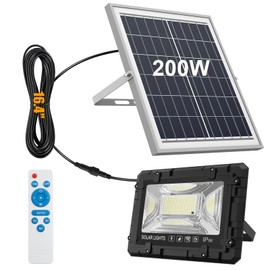 TFKK 200W Solar Street Light Waterproof, 16ft Wire 20000LM LED Security Flood Lights Outdoor, Automatic Dusk to Dawn Solar Lights Outdoor for Outside Garden Yard Path Parking Lot