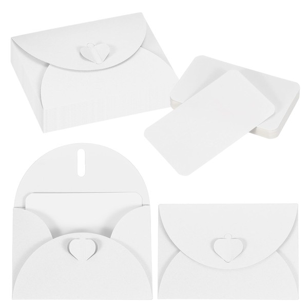 PATIKIL 25 Set Mini Envelopes with Heart Clasp, 4.1x3 Blank