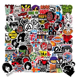 102 Stück Coole Punk Aufkleber, Musikband Aufkleber, Vinyl Sticker Set, für Laptop Skateboard Koffer Helm Auto Fahrrad Handy, Wasserfest Graffiti Stickers für Kinder Teenager Erwachsene