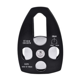 Outdoors Climbing 32KN Rescue Pulley Single Sheave with Swing Plate (Black)
