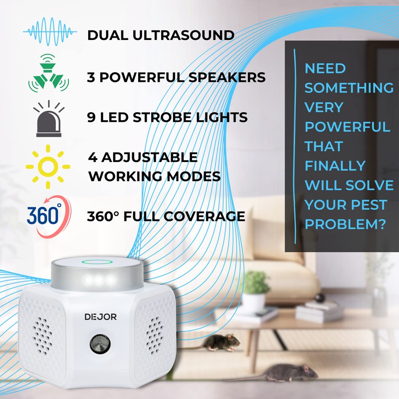 DEJOR Ultrasonic Pest Repeller Indoor Plug in Mice Repellent for